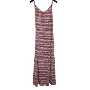 Women's Backless Long Sleeveless Sundress Pink & Black Print Summer Maxi Dress